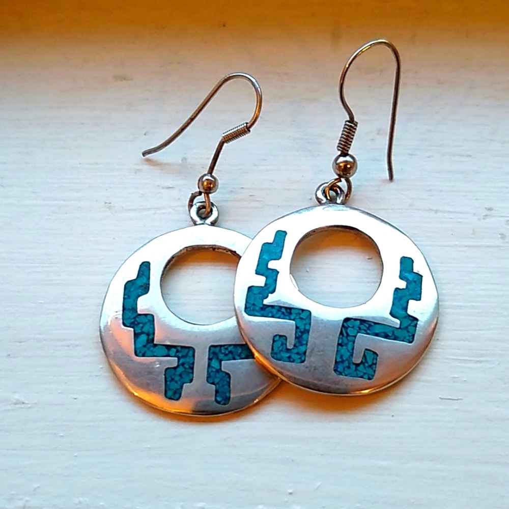 STERLING SILVER AND TURQUOISE EARRINGS